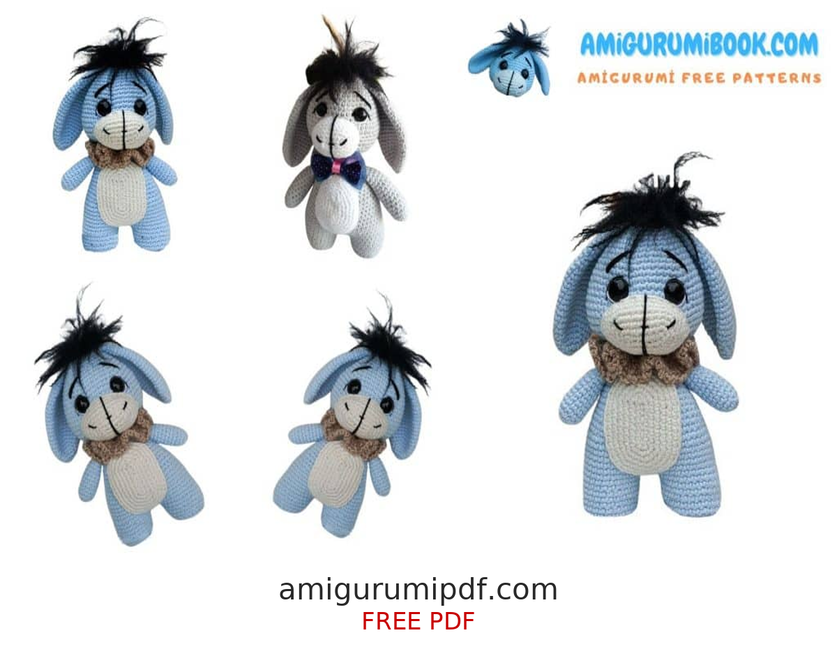 Free Little Amigurumi Donkey Eeyore Amigurumi PDF Pattern