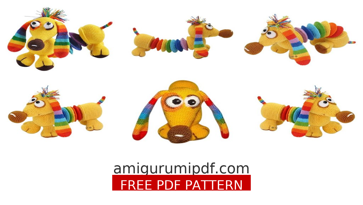 Rainbow Dachshund Amigurumi Free Pattern – Crochect Tutorial